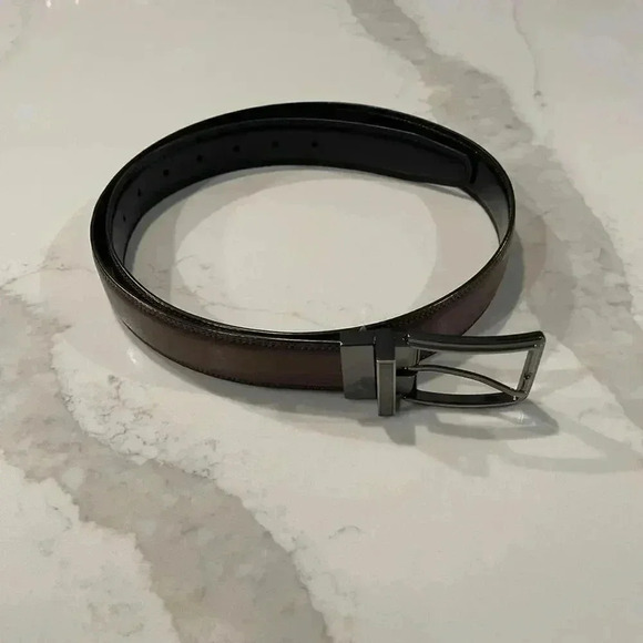 Perry Ellis Reversible Faux Leather Belt Black/ Brown Men’s Size 36/80 - Picture 4 of 7
